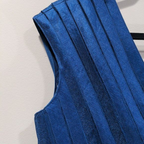 Adrianna Papell Shimmer Layered Tiered Sheath Cocktail Dress Size 14 Blue - Picture 7 of 12